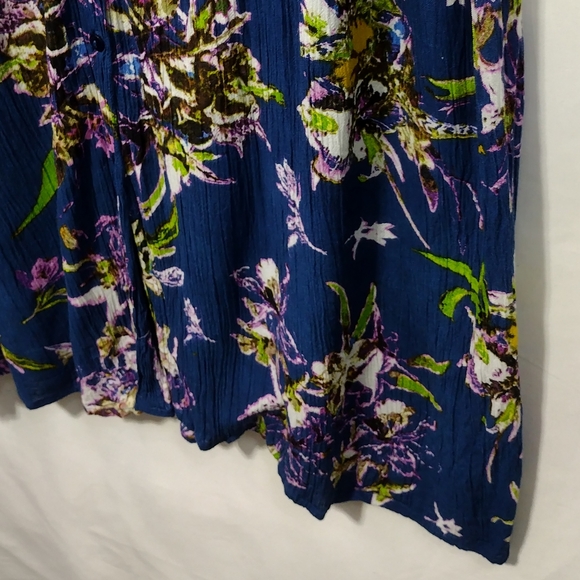 CW Classics Floral Shirt Dress Women's 1X Blue Cottagecore Peasant Retro 90s Y2K - Picture 4 of 8